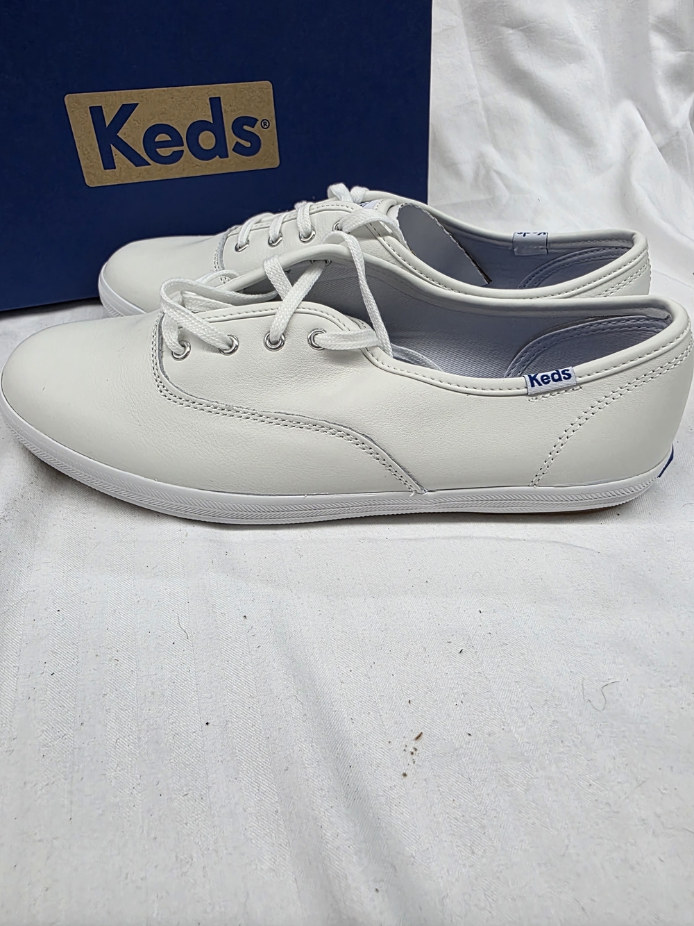 Keds White Leather Lace-Up Sneakers - Picture 3 of 9